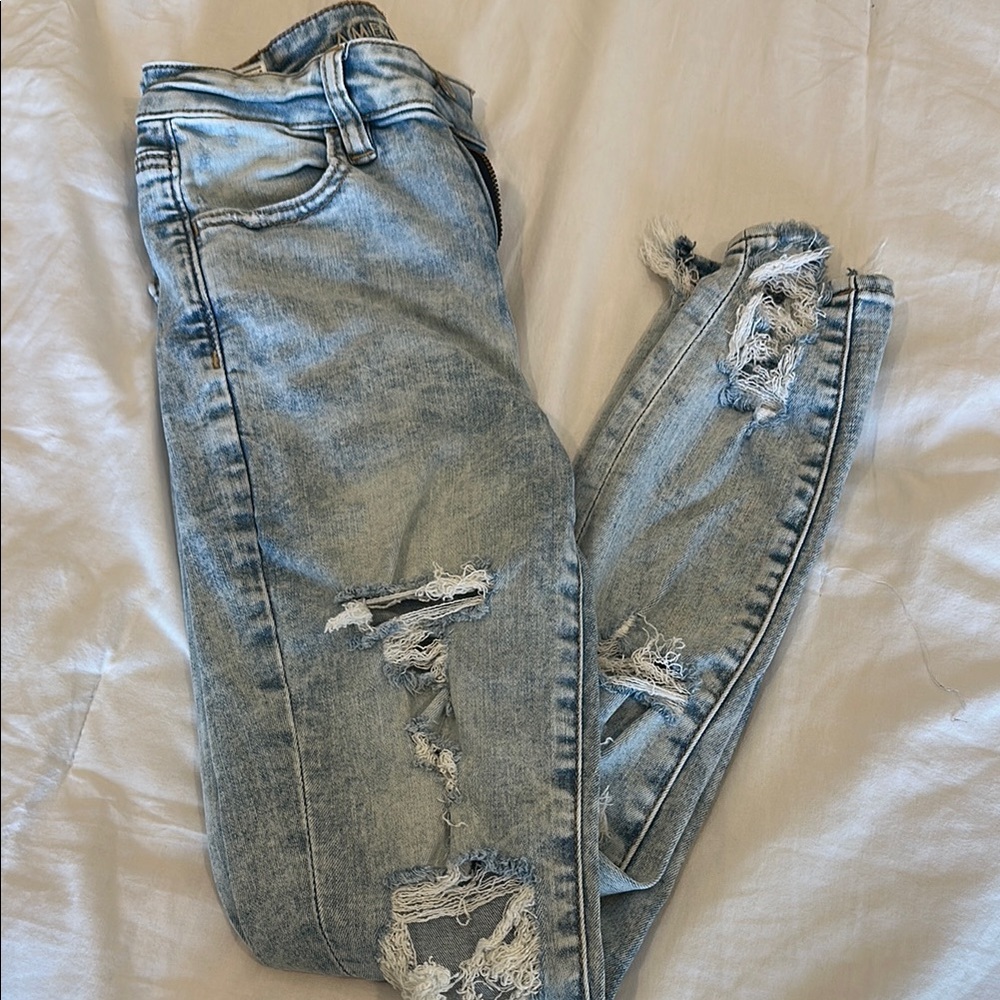 American Eagle Outfitters Blue Boyfriend Jeans Distressed